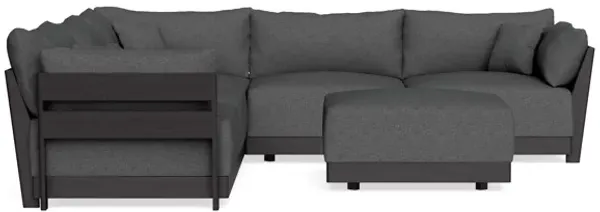 Modular Bondi Black 5-Seater Corner Sectional + Ottoman in Pebble | Memory Foam Blend