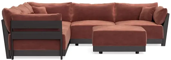 Modular Bondi Black 5-Seater Corner Sectional + Ottoman in Spice | Memory Foam Blend