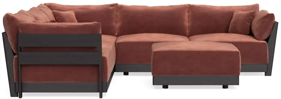 Modular Bondi Black 5-Seater Corner Sectional + Ottoman in Spice | Memory Foam Blend
