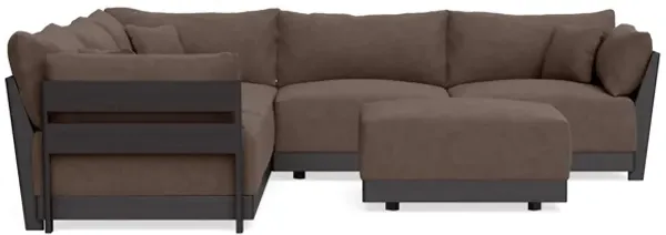 Modular Bondi Black 5-Seater Corner Sectional + Ottoman in Chocolate | Memory Foam Blend