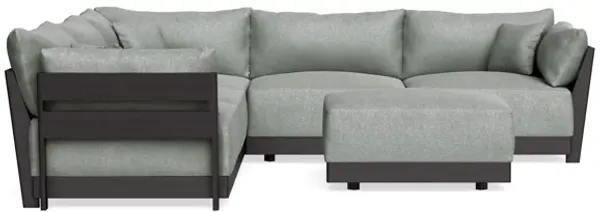 Modular Bondi Black 5-Seater Corner Sectional + Ottoman in Storm Gray | Memory Foam Blend