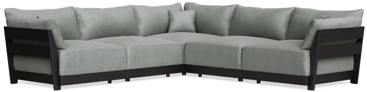 Modular Bondi Black 5-Seater Corner Sectional in Storm Gray | Memory Foam Blend
