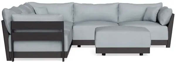 Modular Bondi Black 5-Seater Corner Sectional + Ottoman in Ash | Memory Foam Blend