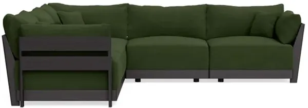 Modular Bondi Black 5-Seater Corner Sectional in Tuscan Green | Memory Foam Blend