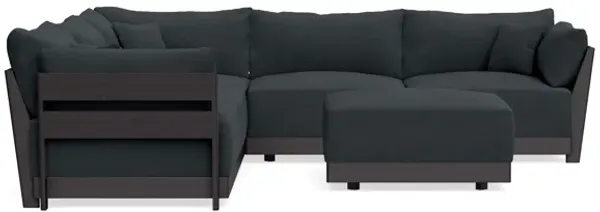 Modular Bondi Black 5-Seater Corner Sectional + Ottoman in Obsidian | Memory Foam Blend