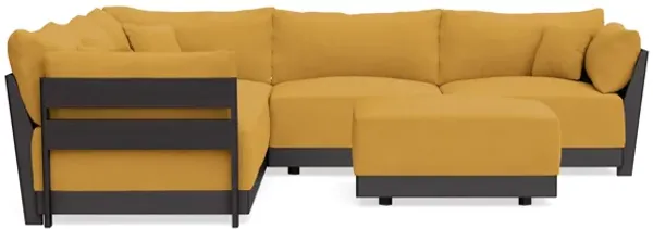 Modular Bondi Black 5-Seater Corner Sectional + Ottoman in Honey | Memory Foam Blend