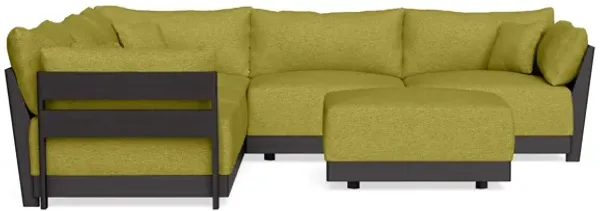 Modular Bondi Black 5-Seater Corner Sectional + Ottoman in Avocado | Memory Foam Blend