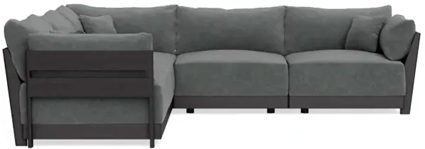 Modular Bondi Black 5-Seater Corner Sectional in Chimney Gray | Memory Foam Blend