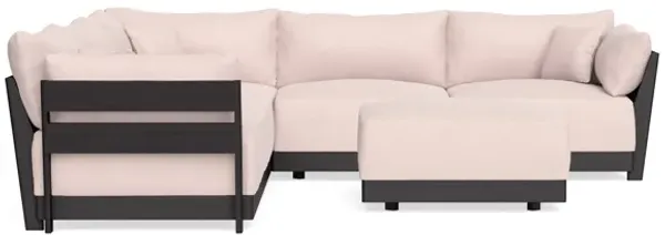 Modular Bondi Black 5-Seater Corner Sectional + Ottoman in Peony | Memory Foam Blend