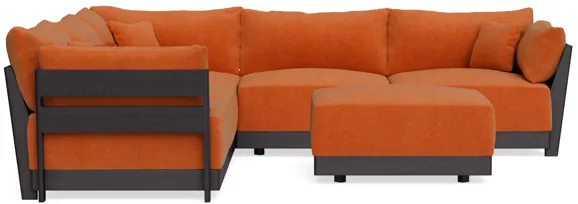 Modular Bondi Black 5-Seater Corner Sectional + Ottoman in Terracotta | Memory Foam Blend