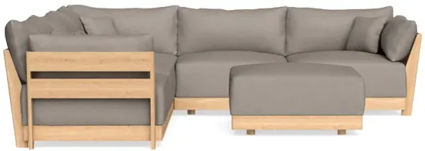 Modular Bondi Latte 5-Seater Corner Sectional + Ottoman in Cinder Gray | Classic Blend