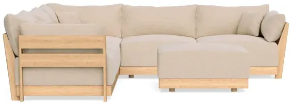 Modular Bondi Latte 5-Seater Corner Sectional + Ottoman in Vanilla | Classic Blend