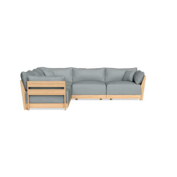 Modular Bondi Latte 5-Seater Corner Sectional in Light Steel | Classic Blend