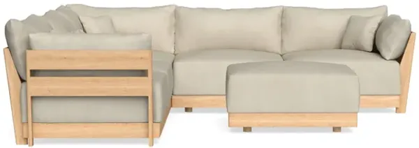 Modular Bondi Latte 5-Seater Corner Sectional + Ottoman in Almond | Classic Blend