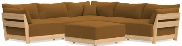 Modular Bondi Latte 5-Seater Corner Sectional + Ottoman in Cognac | Classic Blend