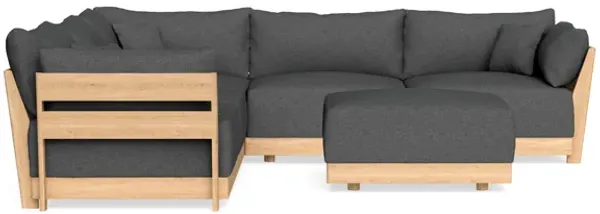 Modular Bondi Latte 5-Seater Corner Sectional + Ottoman in Pebble | Classic Blend
