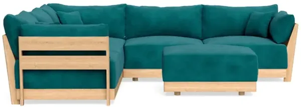 Modular Bondi Latte 5-Seater Corner Sectional + Ottoman in Peacock | Classic Blend