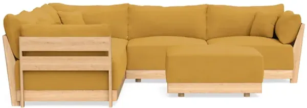 Modular Bondi Latte 5-Seater Corner Sectional + Ottoman in Honey | Classic Blend