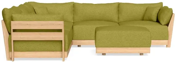 Modular Bondi Latte 5-Seater Corner Sectional + Ottoman in Avocado | Classic Blend