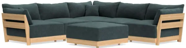 Modular Bondi Latte 5-Seater Corner Sectional + Ottoman in Nightfall | Classic Blend