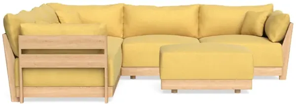 Modular Bondi Latte 5-Seater Corner Sectional + Ottoman in Goldenrod | Classic Blend