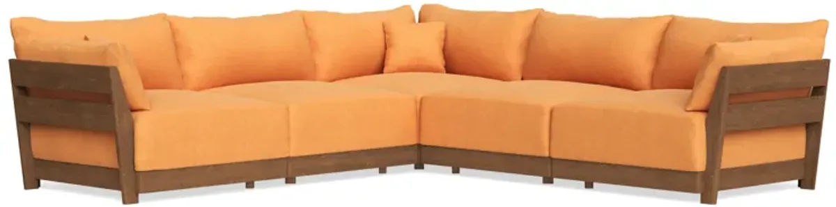 Modular Bondi Espresso 5-Seater Corner Sectional in Tangerine | Classic Blend