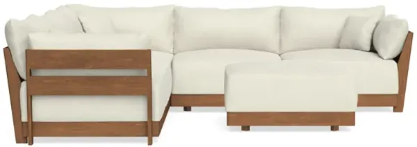 Modular Bondi Espresso 5-Seater Corner Sectional + Ottoman in Eggshell | Classic Blend