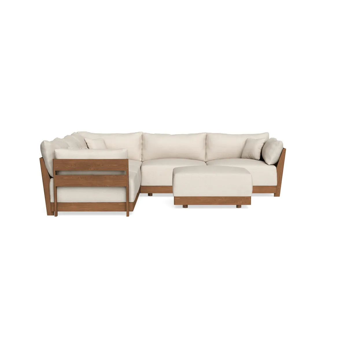 Modular Bondi Espresso 5-Seater Corner Sectional + Ottoman in Seashell | Classic Blend