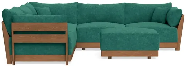 Modular Bondi Espresso 5-Seater Corner Sectional + Ottoman in Jade Green | Classic Blend
