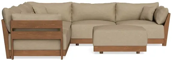 Modular Bondi Espresso 5-Seater Corner Sectional + Ottoman in Sand | Classic Blend