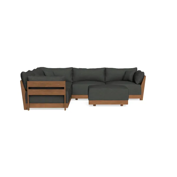 Modular Bondi Espresso 5-Seater Corner Sectional + Ottoman in Raven Gray | Classic Blend