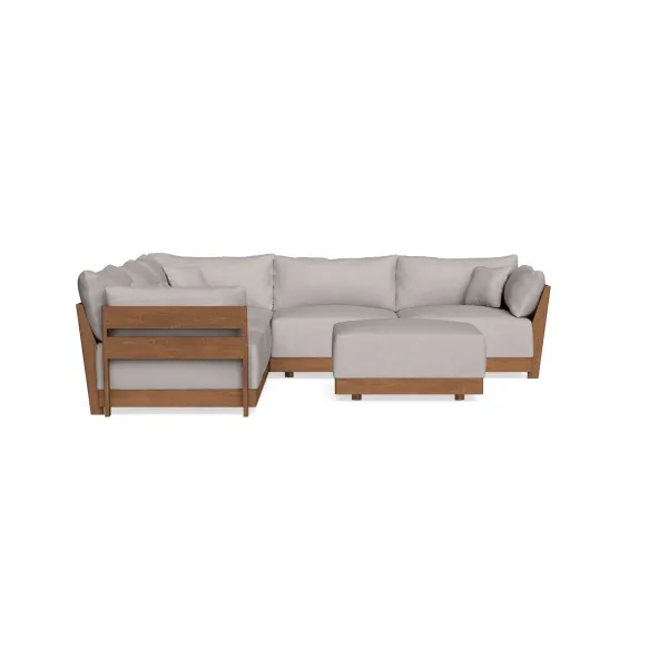 Modular Bondi Espresso 5-Seater Corner Sectional + Ottoman in Cloud | Classic Blend