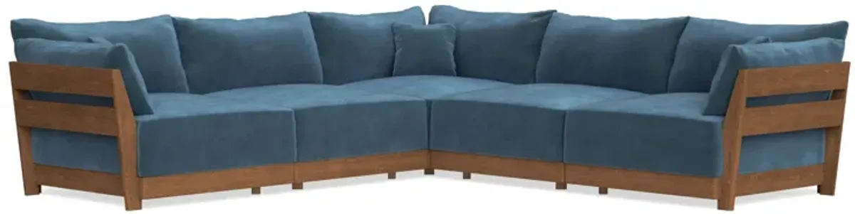 Modular Bondi Espresso 5-Seater Corner Sectional in Oxford Blue | Classic Blend