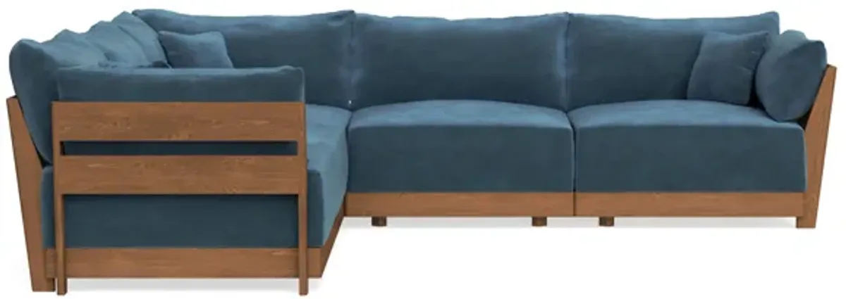 Modular Bondi Espresso 5-Seater Corner Sectional in Oxford Blue | Classic Blend