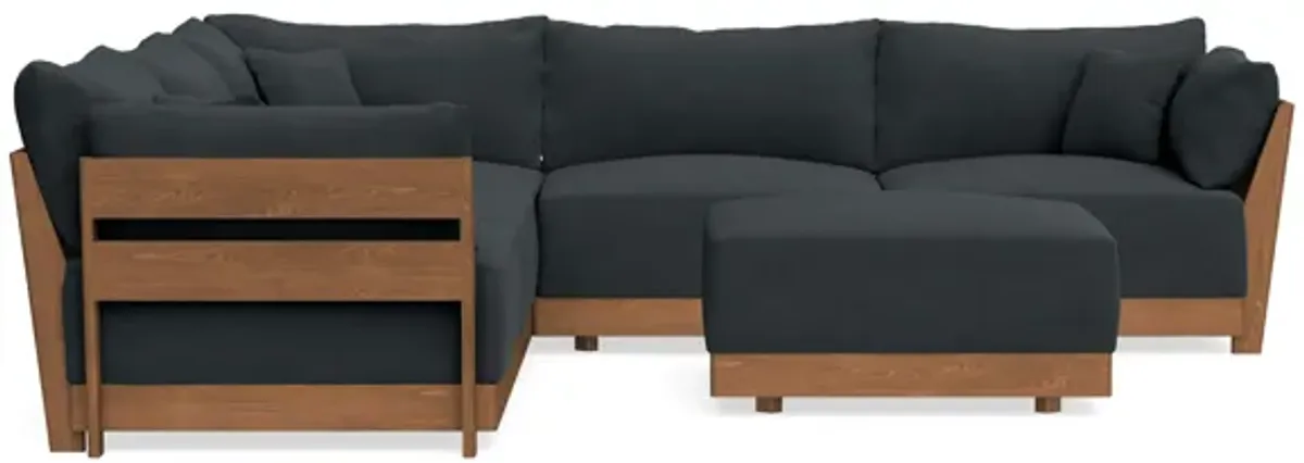 Modular Bondi Espresso 5-Seater Corner Sectional + Ottoman in Obsidian | Classic Blend