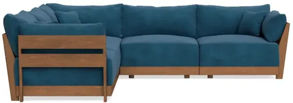 Modular Bondi Espresso 5-Seater Corner Sectional in Commodore Blue | Classic Blend