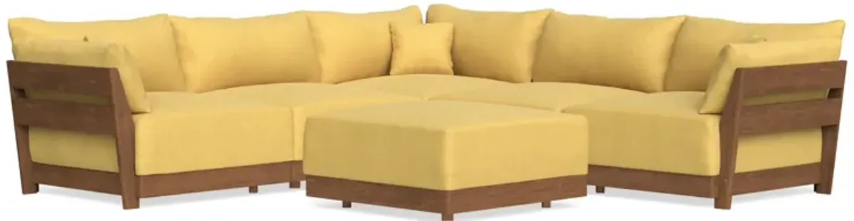 Modular Bondi Espresso 5-Seater Corner Sectional + Ottoman in Goldenrod | Classic Blend