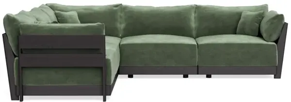 Modular Bondi Black 5-Seater Corner Sectional in Rosemary | Classic Blend