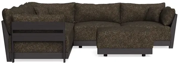 Modular Bondi Black 5-Seater Corner Sectional + Ottoman in Phantom | Classic Blend