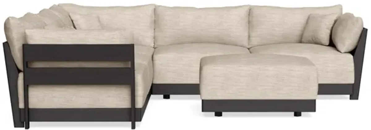 Modular Bondi Black 5-Seater Corner Sectional + Ottoman in Wheat | Classic Blend
