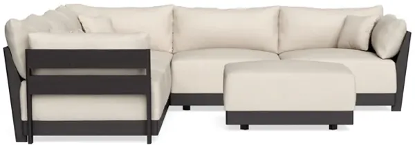 Modular Bondi Black 5-Seater Corner Sectional + Ottoman in Seashell | Classic Blend