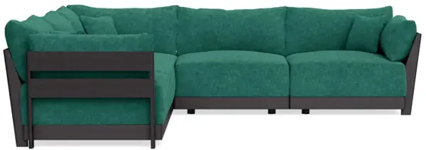Modular Bondi Black 5-Seater Corner Sectional in Jade Green | Classic Blend