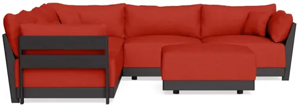 Modular Bondi Black 5-Seater Corner Sectional + Ottoman in Cayenne | Classic Blend