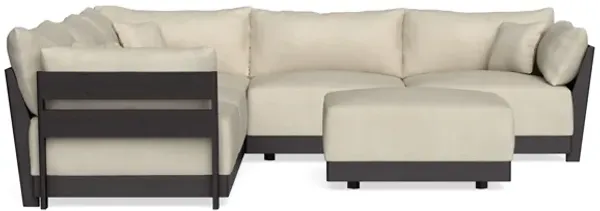 Modular Bondi Black 5-Seater Corner Sectional + Ottoman in Almond | Classic Blend