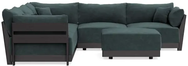 Modular Bondi Black 5-Seater Corner Sectional + Ottoman in Nightfall | Classic Blend