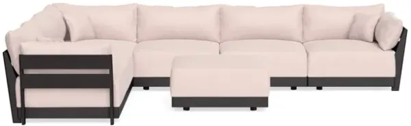 Modular Bondi Black 6-Seater Corner Sectional + Ottoman in Peony | Memory Foam Blend