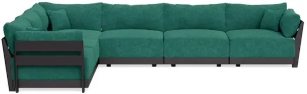 Modular Bondi Black 6-Seater Corner Sectional in Jade Green | Memory Foam Blend