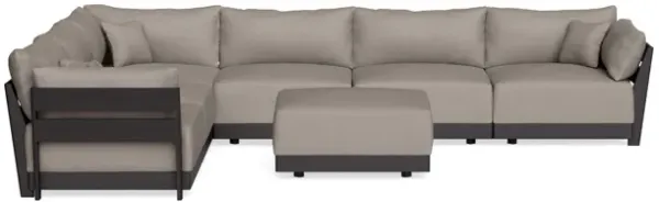 Modular Bondi Black 6-Seater Corner Sectional + Ottoman in Cinder Gray | Memory Foam Blend
