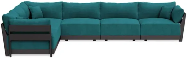 Modular Bondi Black 6-Seater Corner Sectional in Ocean | Memory Foam Blend