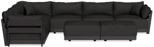 Modular Bondi Black 6-Seater Corner Sectional + Bench Ottoman in Peppercorn | Memory Foam Blend